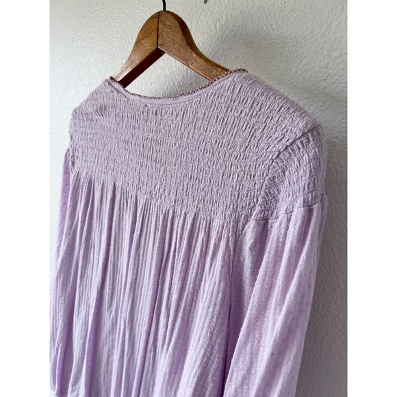 FREE PEOPLE Lavender Purple Floral Embroidered Bohemian Top Blouse Size Small - Picture 4 of 12